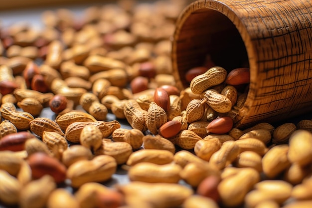 View from top close look of many Peanuts