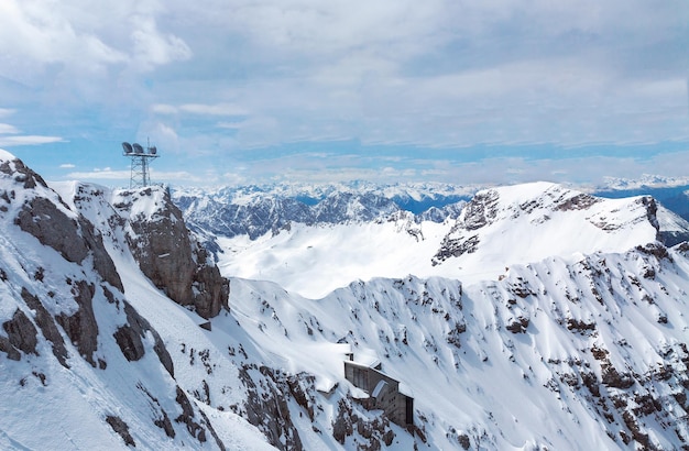 View from the top of the Zugspitze in the Alps