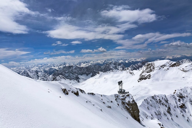 View from the top of the Zugspitze in the Alps