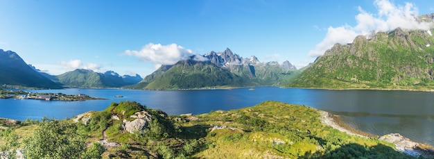 View from the viewing point in Austnesfjorden rest area, Lofoten archipelago, Norway