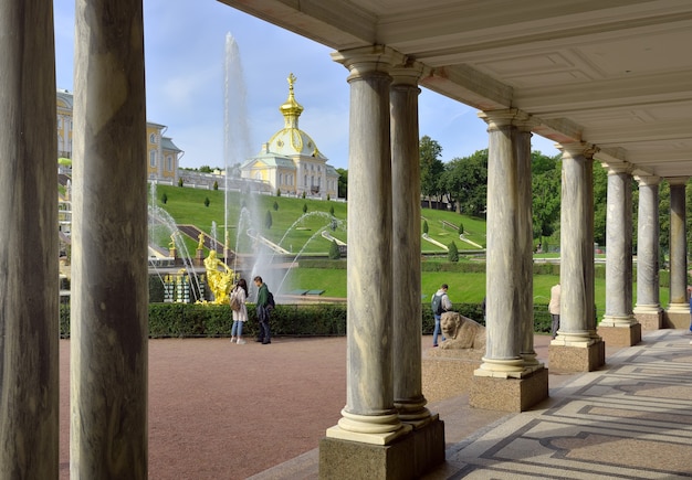 the View from Voronyanskogo pavilion Marble colonnade in the distance a special building