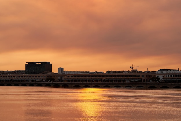 View on Garonne river and riverside Bordeaux