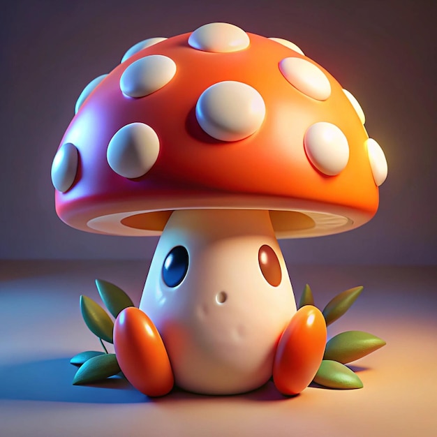 Photo view of graphic 3d mushrooms