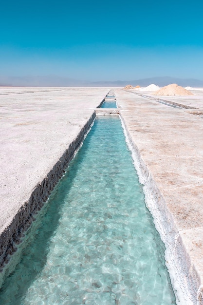 Photo view of the great salt flats salinas grandes located in the northwest part of argentina