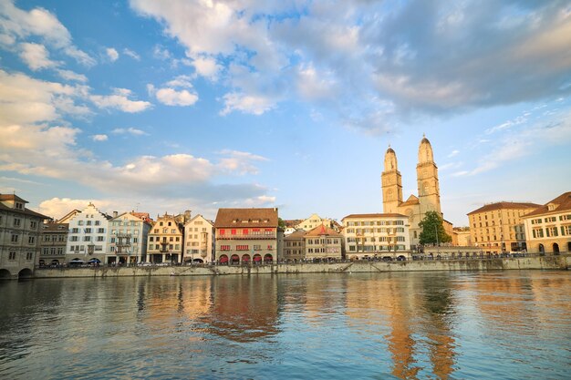 View of the Grossmunster Church in Zurich Switzerland