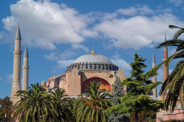 View of Hagia Sophia mosque on a summer day.