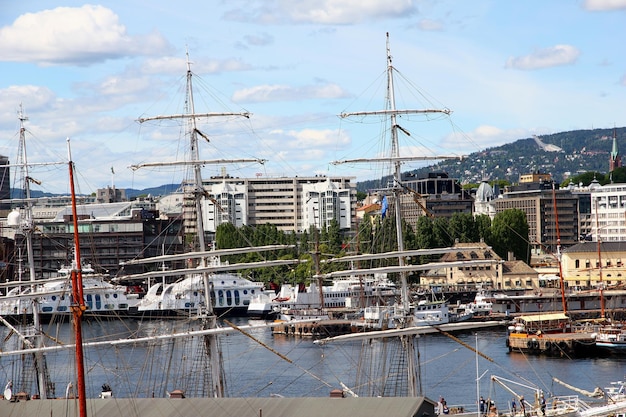 The view on the harbor of Oslo Norway