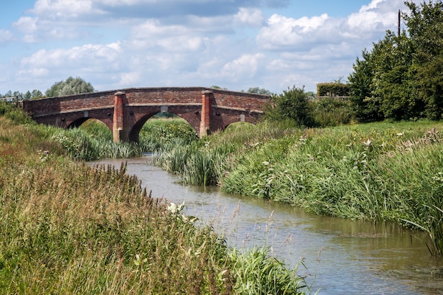 View of the historic road bridge at Bodiam in East Sussex