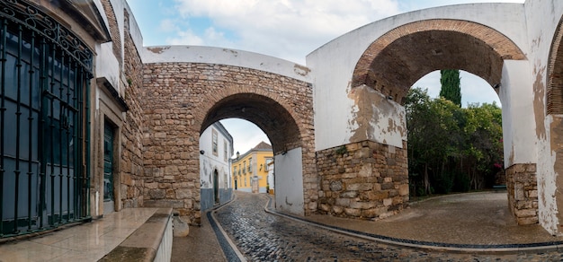 View of the Historical arch in Faro city, Portugal.