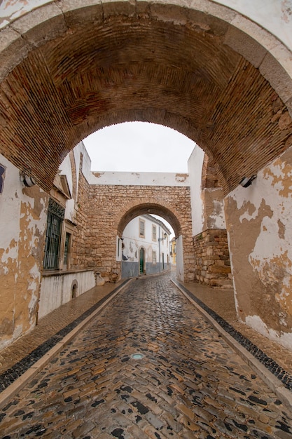 View of the Historical arch in Faro city, Portugal.