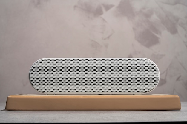 View of horizontal bluetooth speaker with simple and minimal modern design