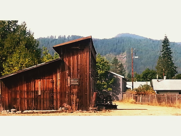 View of houses and mountain range