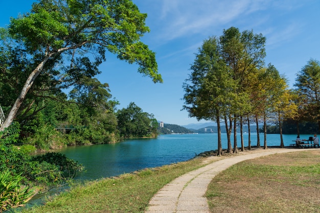 View of hte lake in sunny day.