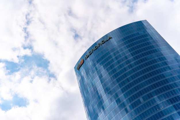 View of the Iberdrola building in the city of Bilbao from below Vizcaya Basque Country