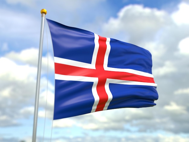 View of iceland flag in the wind