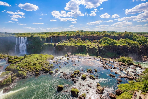 View of the Iguazu Falls border between Brazil and Argentina