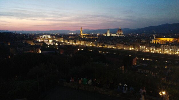 View of illuminated city at night