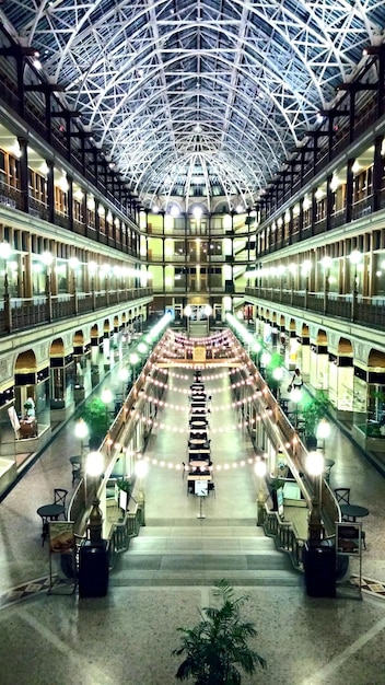 View of illuminated underground walkway