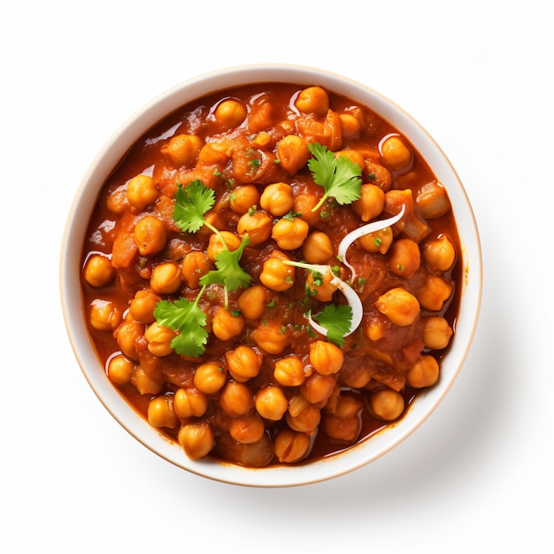 View of Indian food Chana Masala isolated