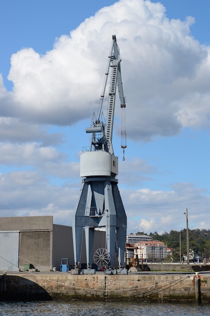 View of Industrial harbor crane in the seaport