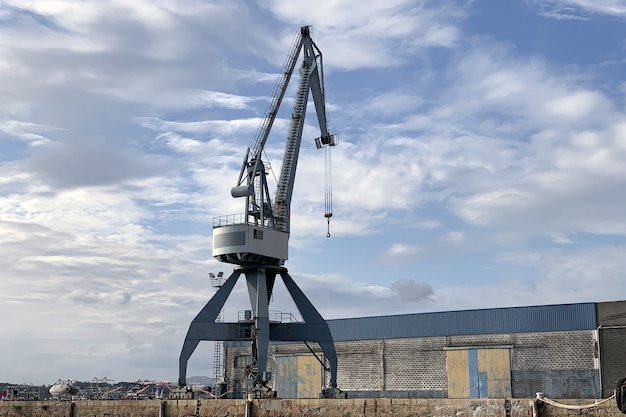 View of Industrial harbor cranes in the seaport