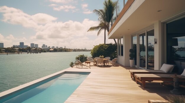 view of the infinity pool and bayAI generated image