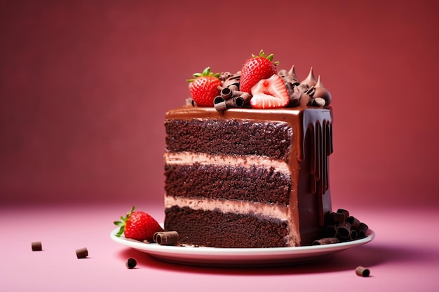 View of the inner chocolate cake on a special day isolated pastel background copy space