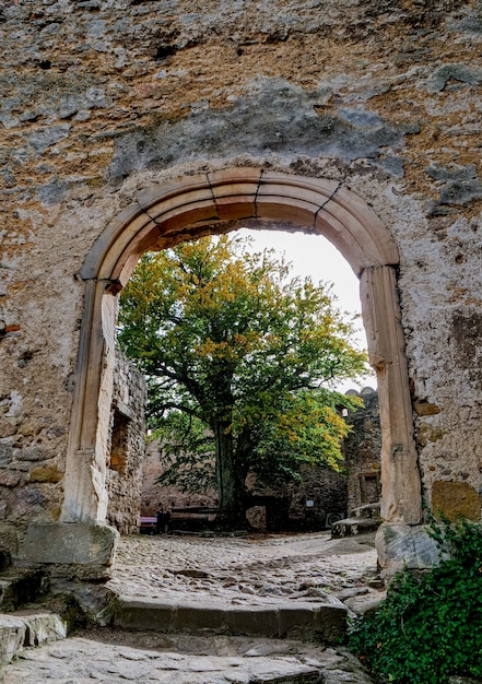 View on inside of medieval castle ruines in Lower Silesia, Poland