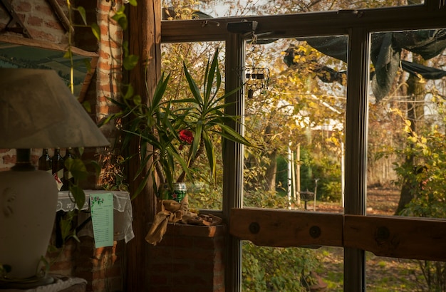 View of an interior of a typical rustic house of the northern Italian countryside.