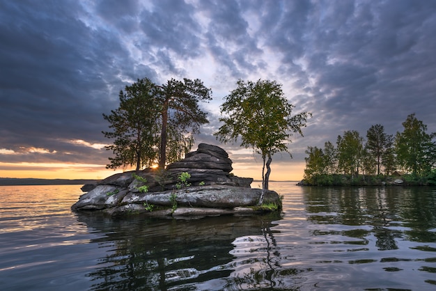 View of the island on the lake