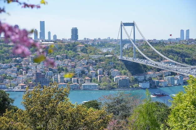 View of Istanbul from Otagtepe with Fatih Bridge Travel Istanbul background photo