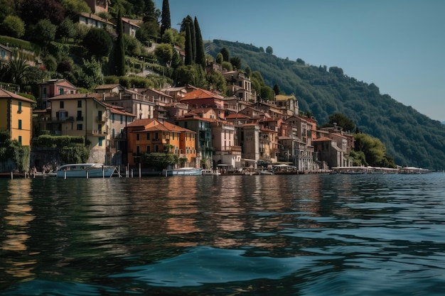 View of the Italian village of Varenna from the lake39s eastern shore