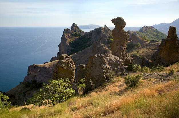 The view on Karadag (reserve on place of ancient extinct volcano - Crimea, Ukraine)