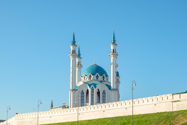 View of the Kazan Kremlin and Kul Sharif mosque Tatarstan Russia