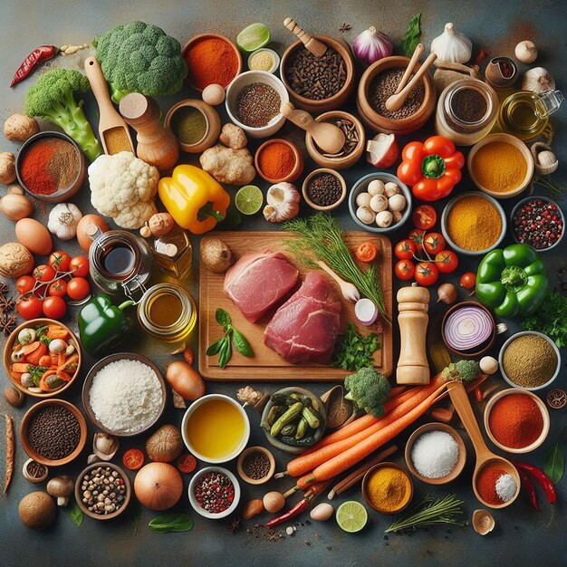 A view of a kitchen on the occasion of World Food Day where all the cooking ingredients