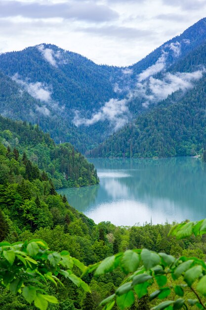 View of Lake Riza. Abkhazia.