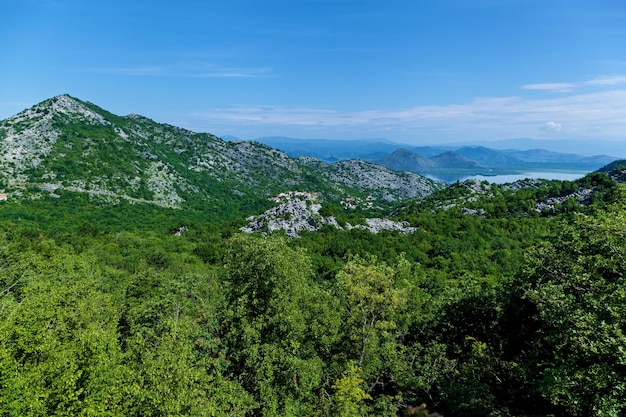 View of the lake Skadar from the mountain road National Park in Montenegro Europe Beautiful