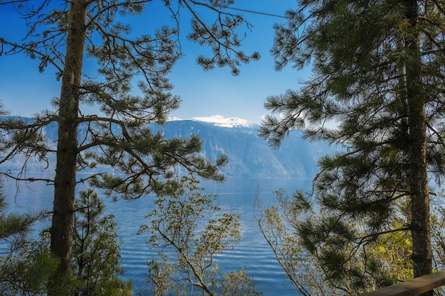 View Lake Teletskoye Altai Republic Siberia Russia Beautiful landscape nature