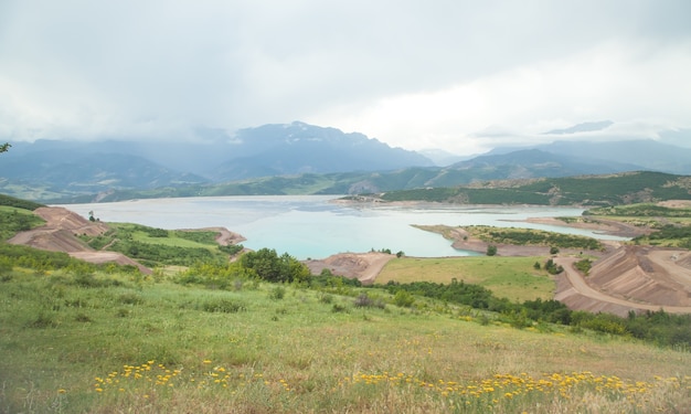 View of a lake with a beautiful nature.