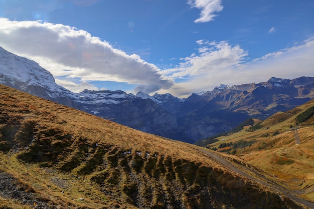 View of Landscape mountain in nature and environment at swiss