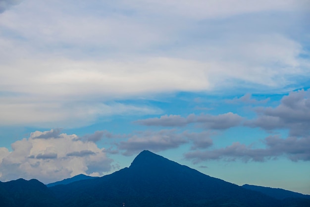 View of landscape nature and mountain with sunlight and sunset or sunrise in morning light