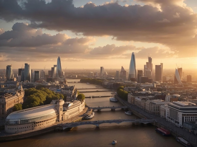 Photo view of london city at sunset