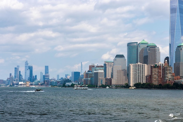 View of Lower Manhattan from water NYC skyline