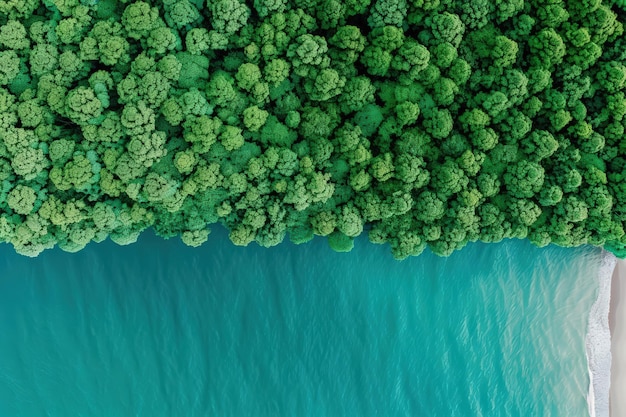 view of lush green forest meeting the turquoise blue ocean creating stunning coastal landscape scene