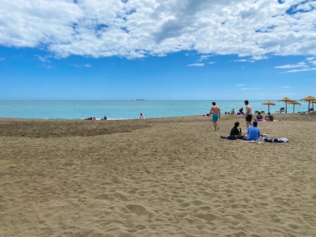 View of Malagueta Beach in Malaga City on Summer