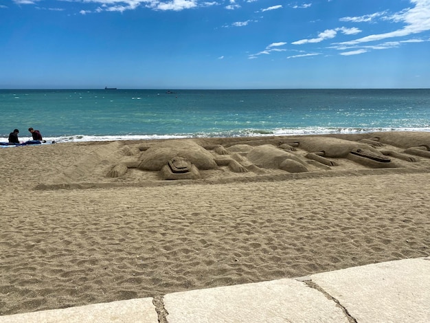 View of Malagueta Beach in Malaga City on Summer