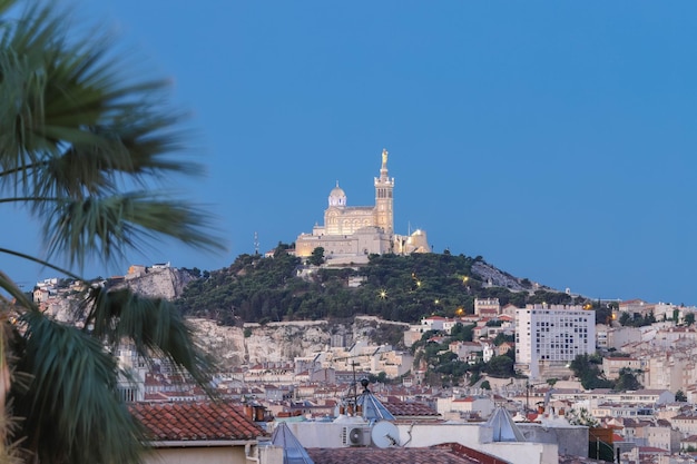 View of Marseille and basilica NotreDame de la Garde