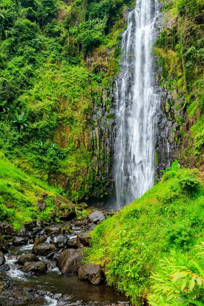 View of Materuni waterfall on the foot of the Kilimanjaro mountain in Tanzania