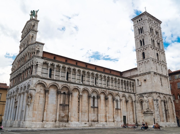 View of medieval cathedral San Michele. Lucca,Tuscany, Italy.