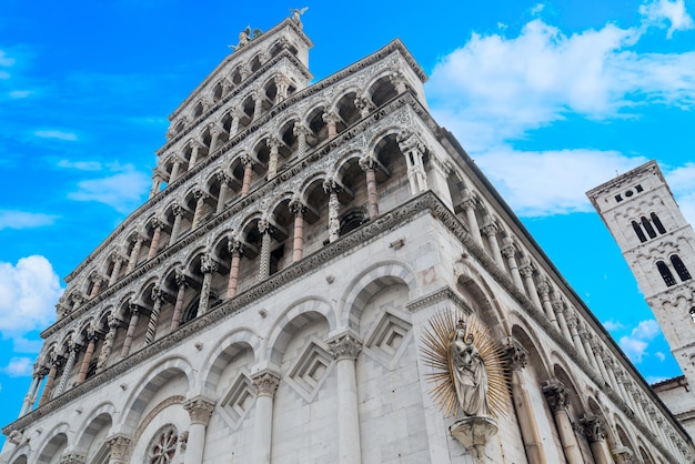 View of medieval cathedral San Michele. Lucca,Tuscany, Italy.